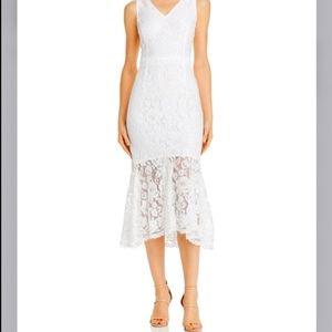 Nannette LePore Midi Mermaid Dress Optic White SOUTACHE LACE NUPTIAL EVENTS